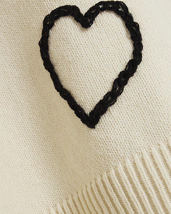 Cream Knitted Heart Jumper