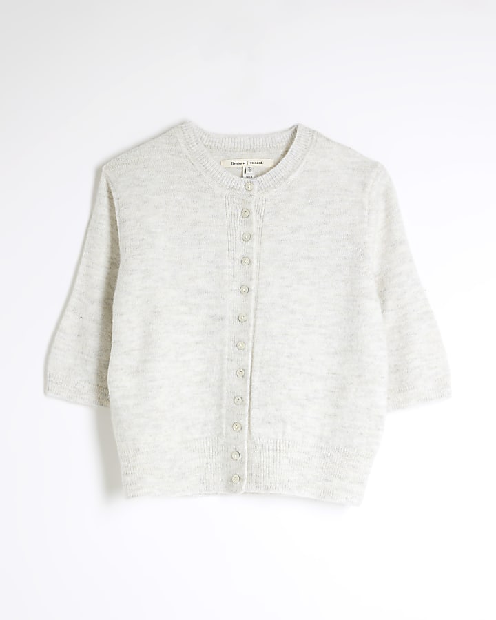 Cream Short Sleeve Buttoned Cardigan