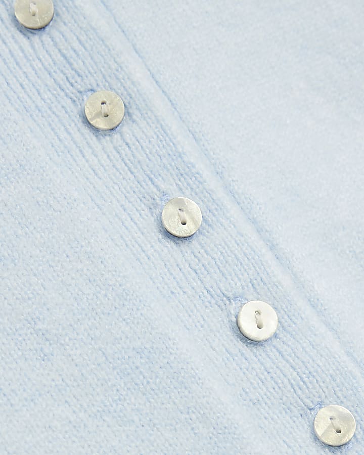 Blue Short Sleeve Button Cardigan