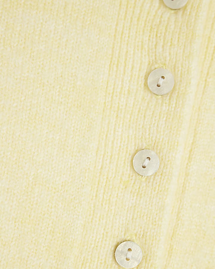 Yellow Short Sleeve Button Cardigan