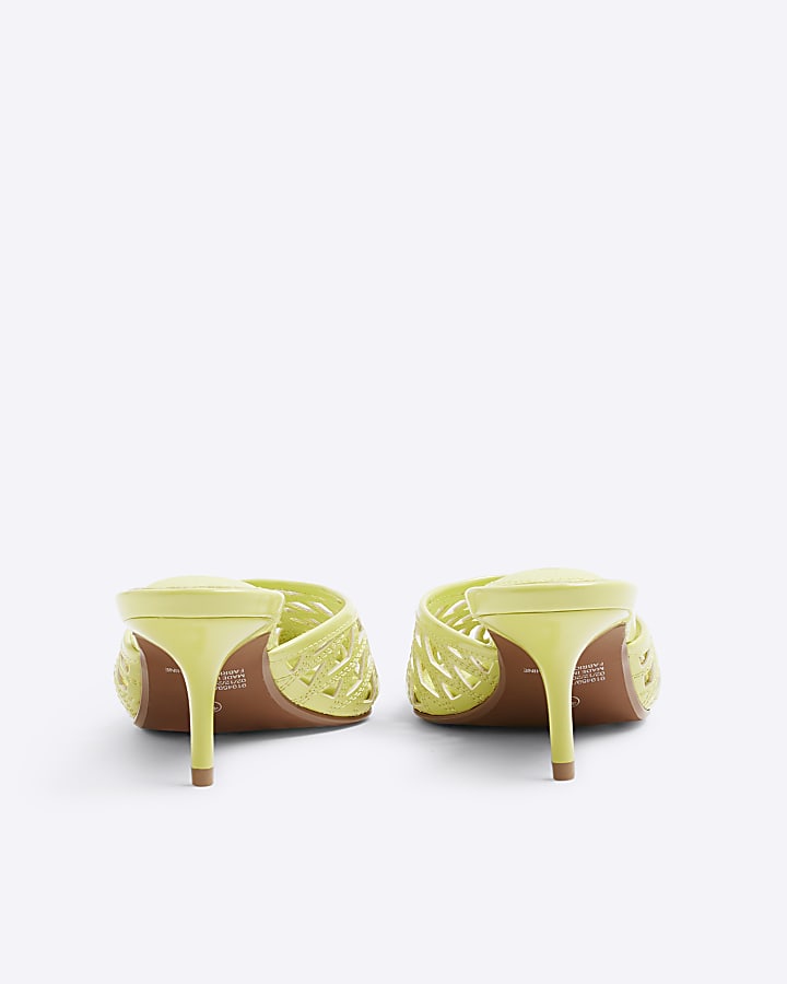 Green Lattice Mule Court Heels