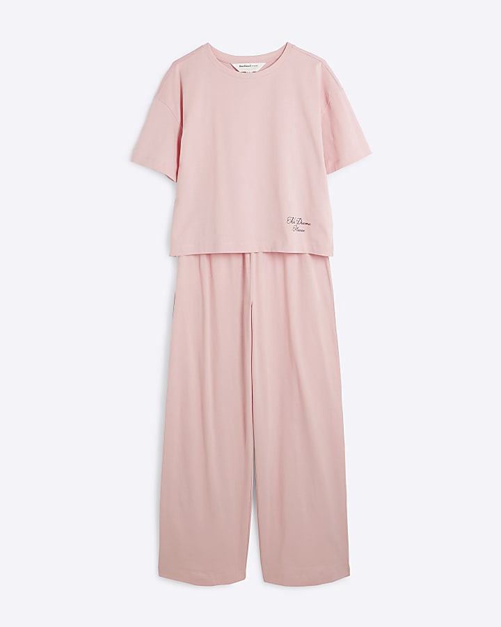 Pink Top And Wide Leg Trousers Set