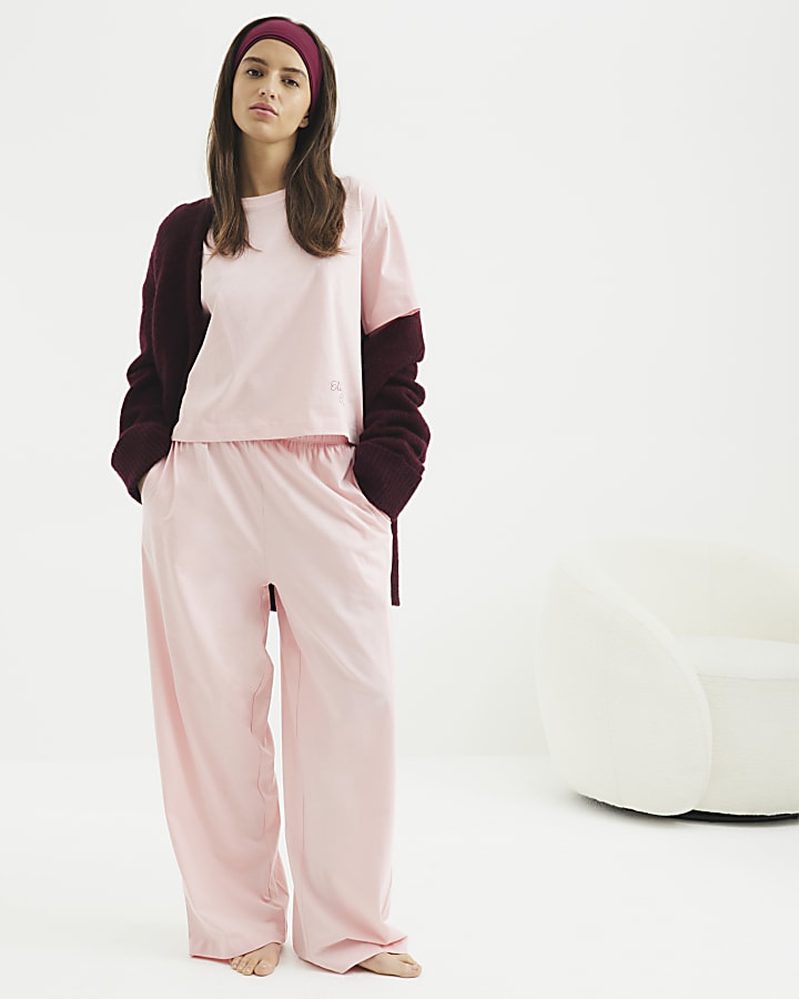 Pink Top And Wide Leg Trousers Set