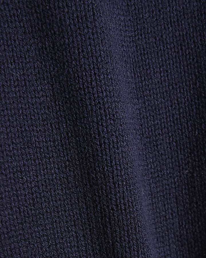 Navy Knitted Flared Trousers