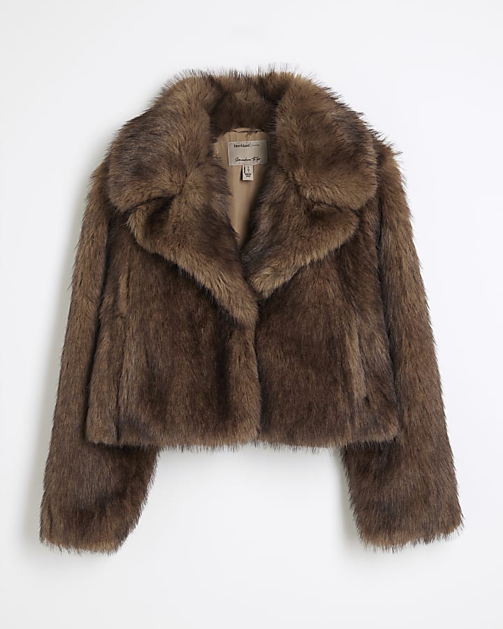 Petite Brown Faux Fur Jacket