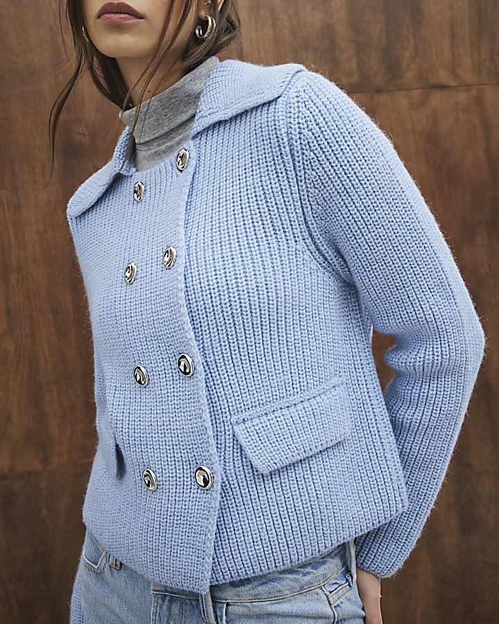 Blue Knitted Cardigan