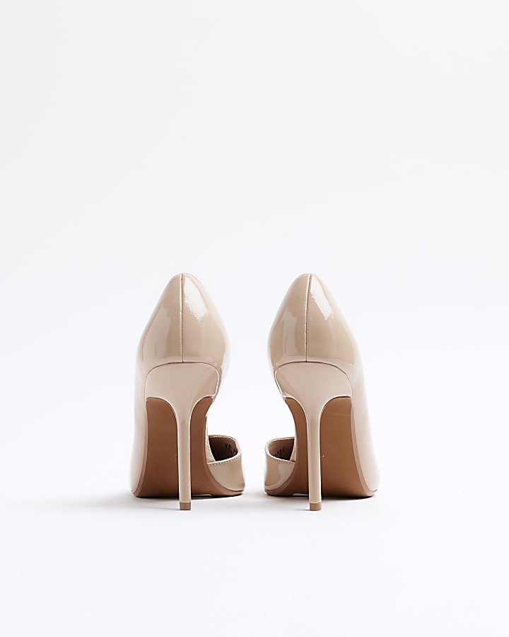 Beige Faux Leather Court Shoes