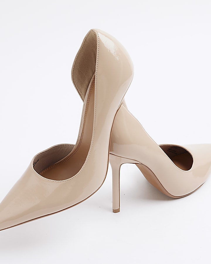 Beige Faux Leather Court Shoes