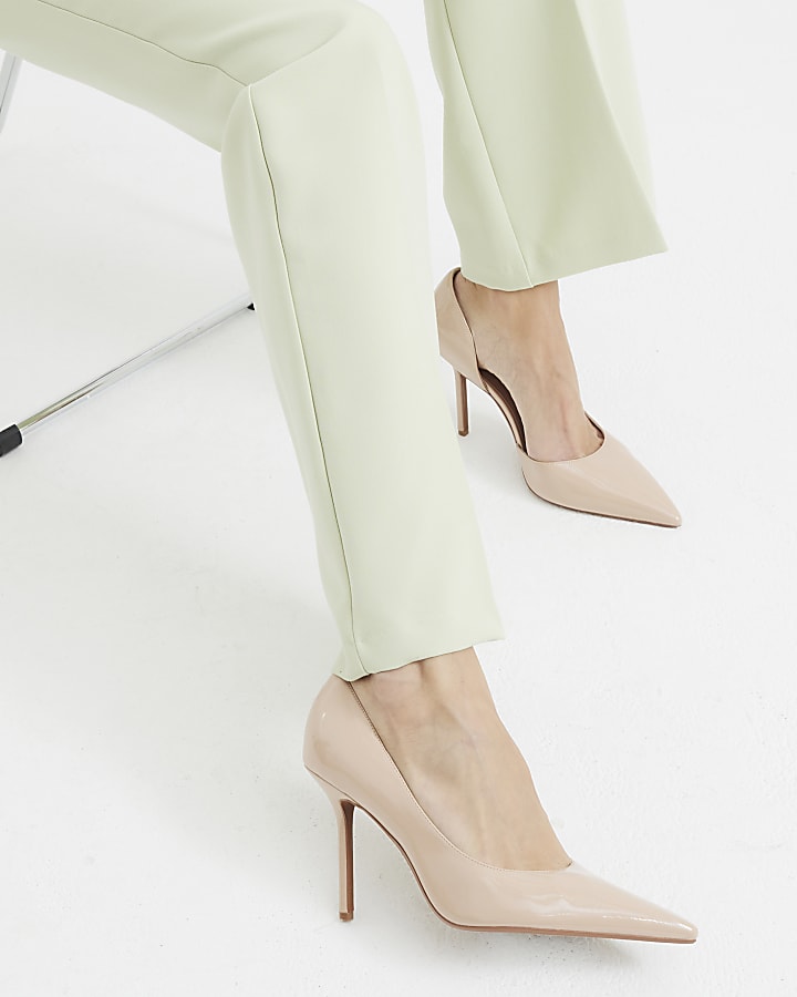 Beige Pointed Toe Court Heels
