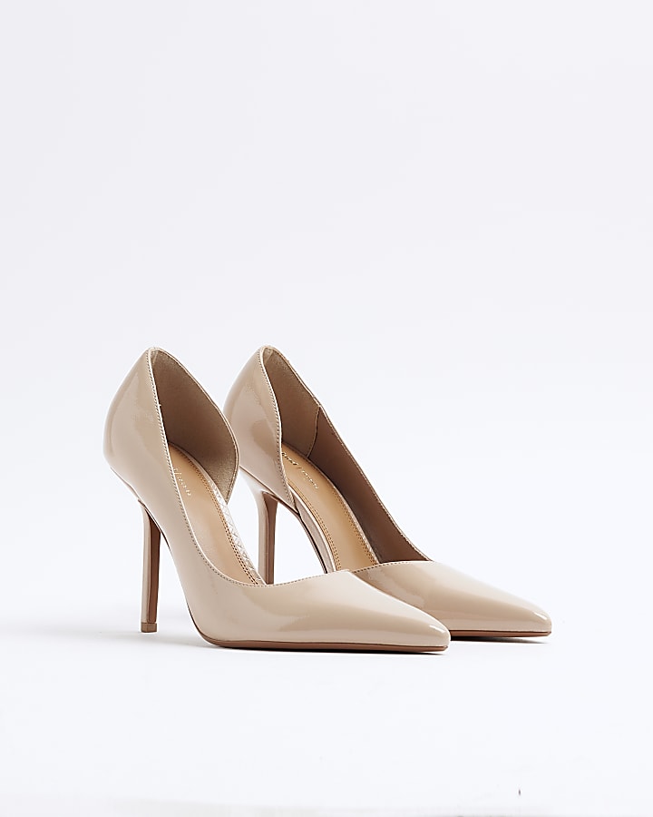 Beige Faux Leather Court Shoes