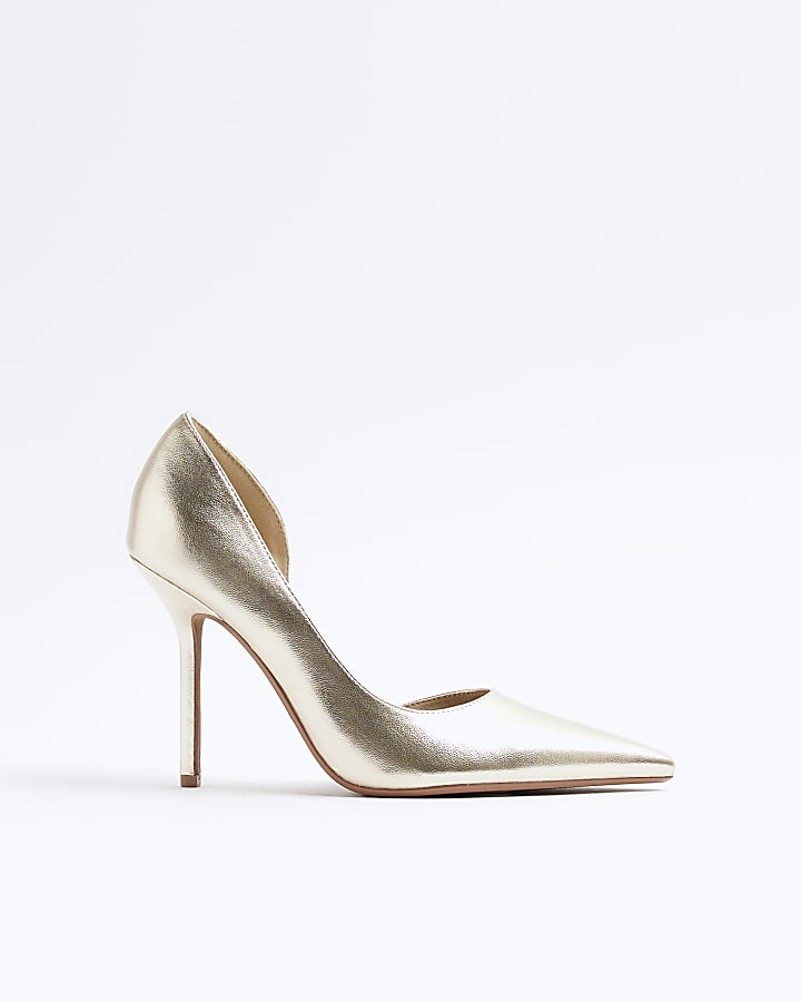 Gold Faux Leather Court Shoes