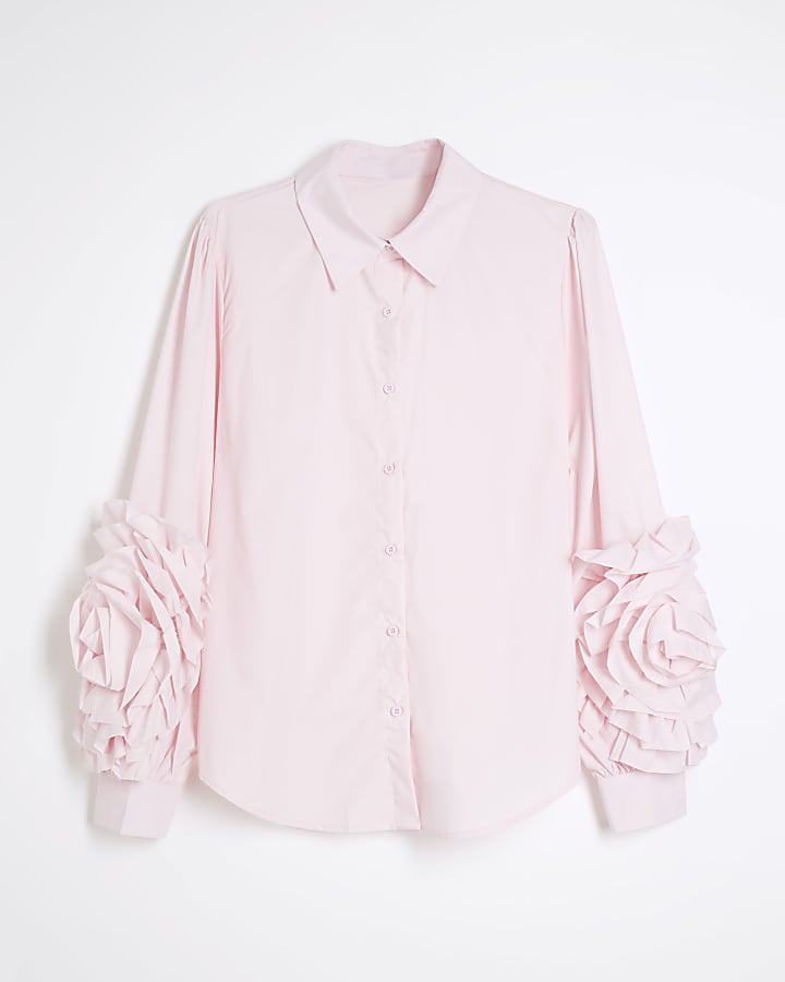 Pink Long Sleeved Corsage Shirt