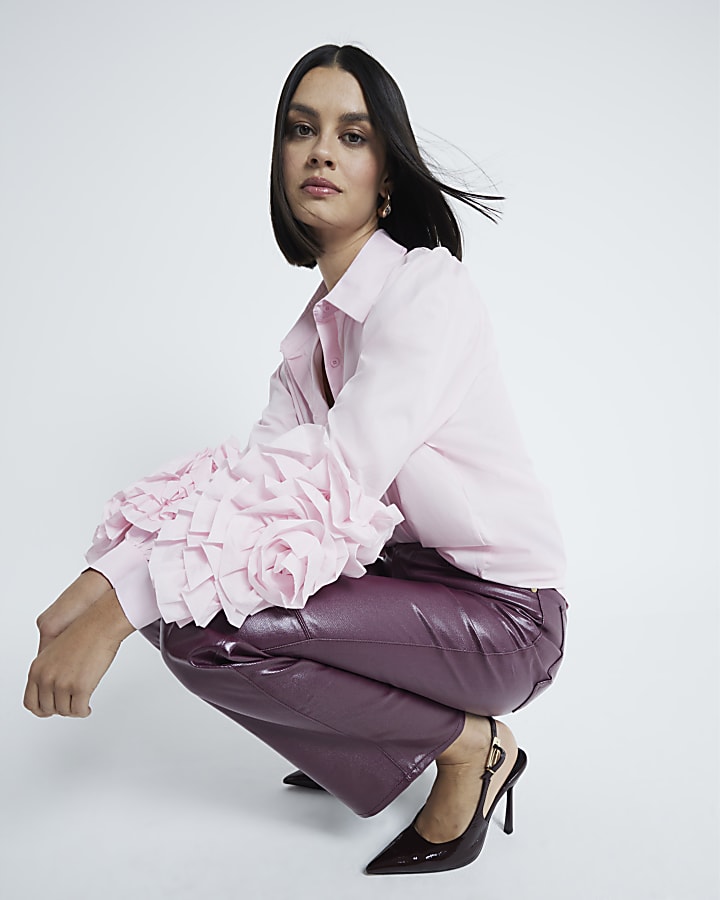 Pink Long Sleeved Corsage Shirt