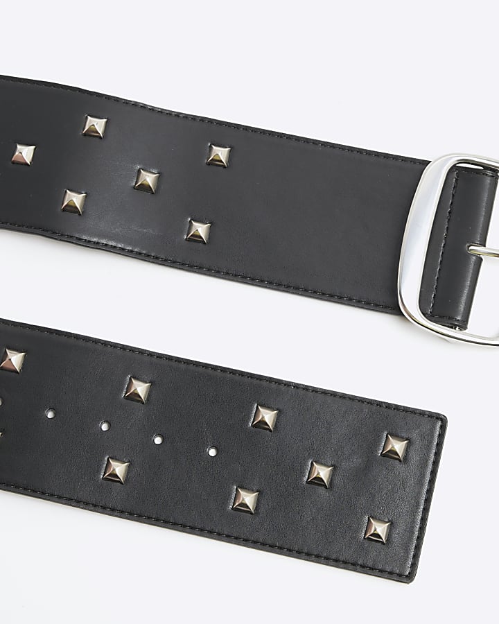 Black Wide Studded Belt