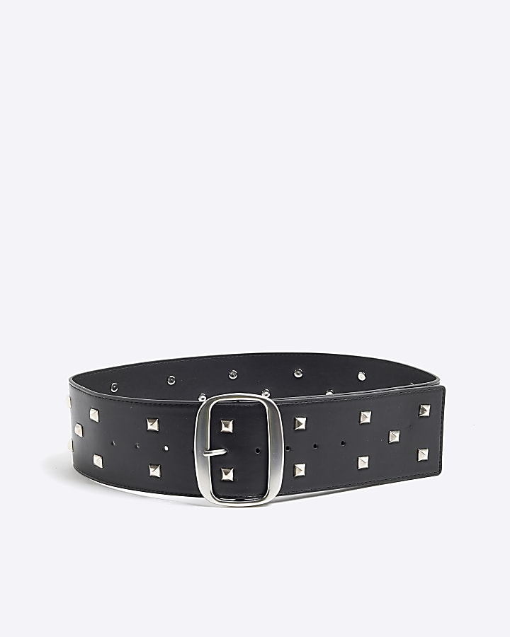 Black Wide Studded Belt