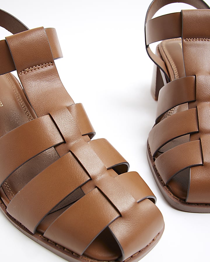 Brown Heeled Fisherman Sandals