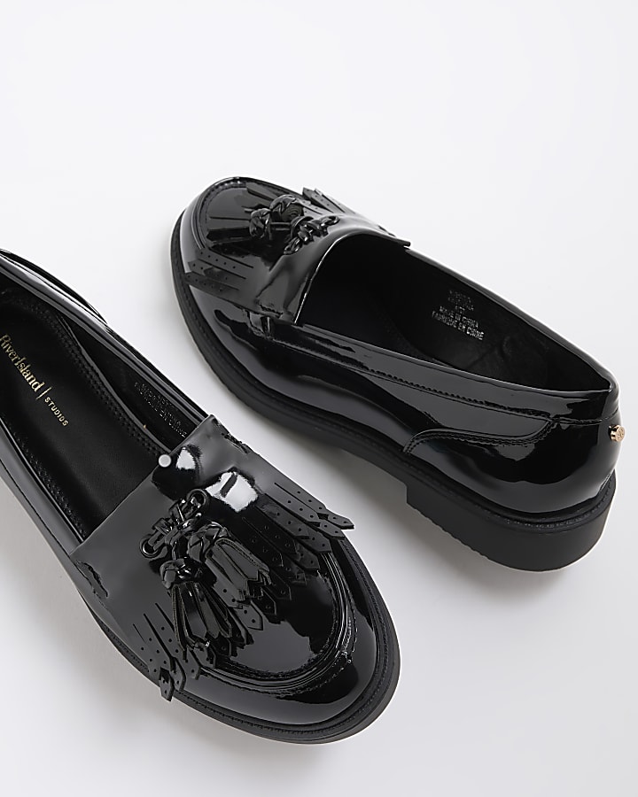 Black Tassel Patent Loafers