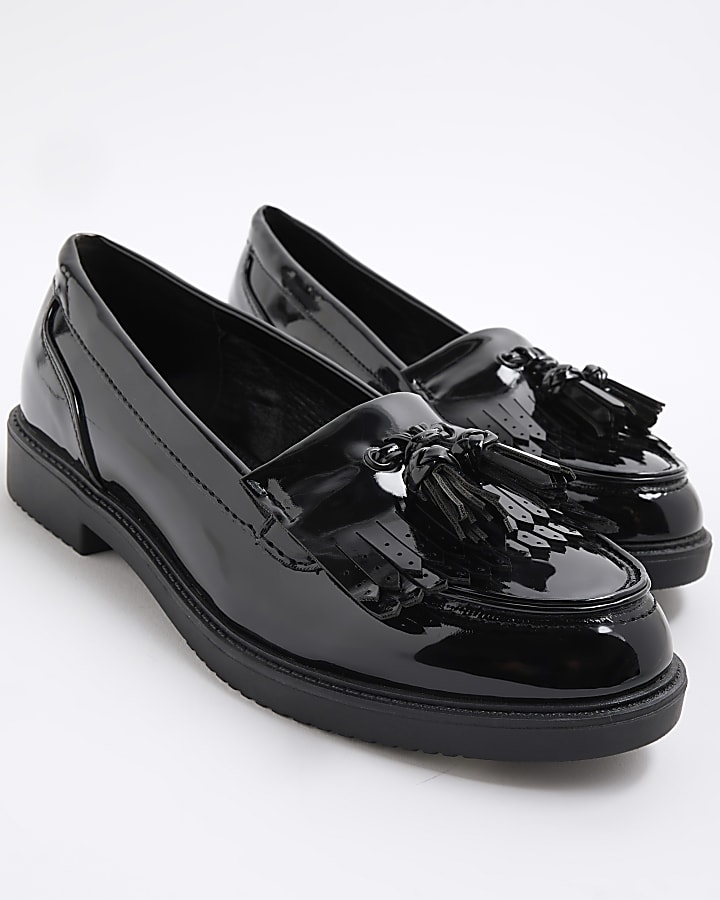 Black Tassel Patent Loafers