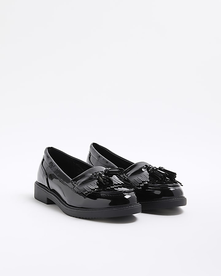 Black Tassel Patent Loafers