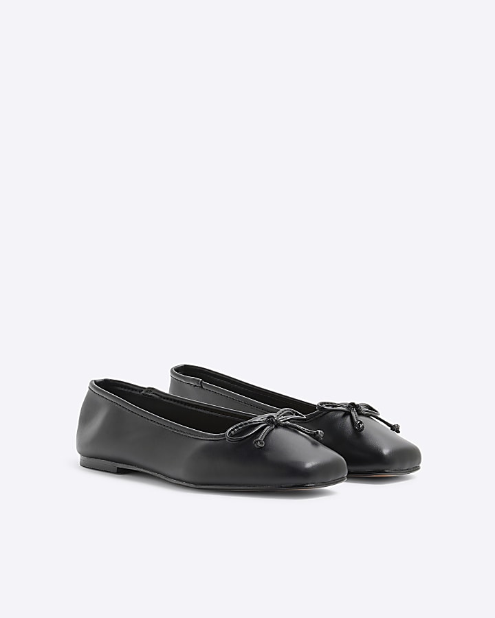 Black Square Toe Ballet Pumps