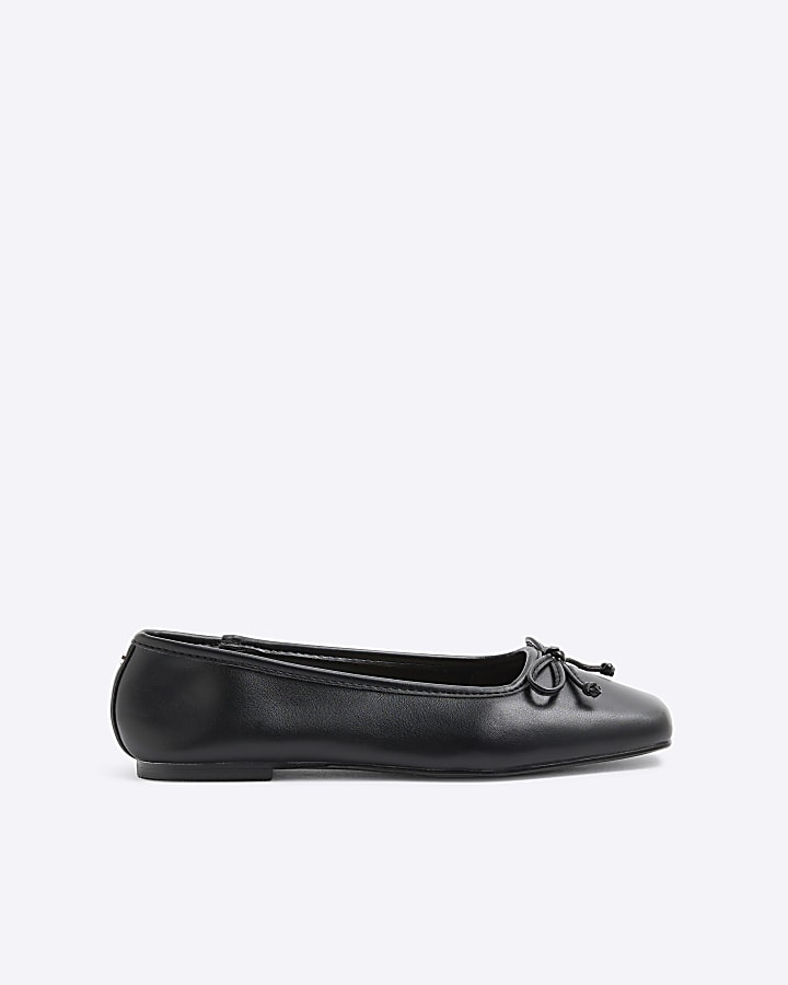 Black Square Toe Ballet Pumps