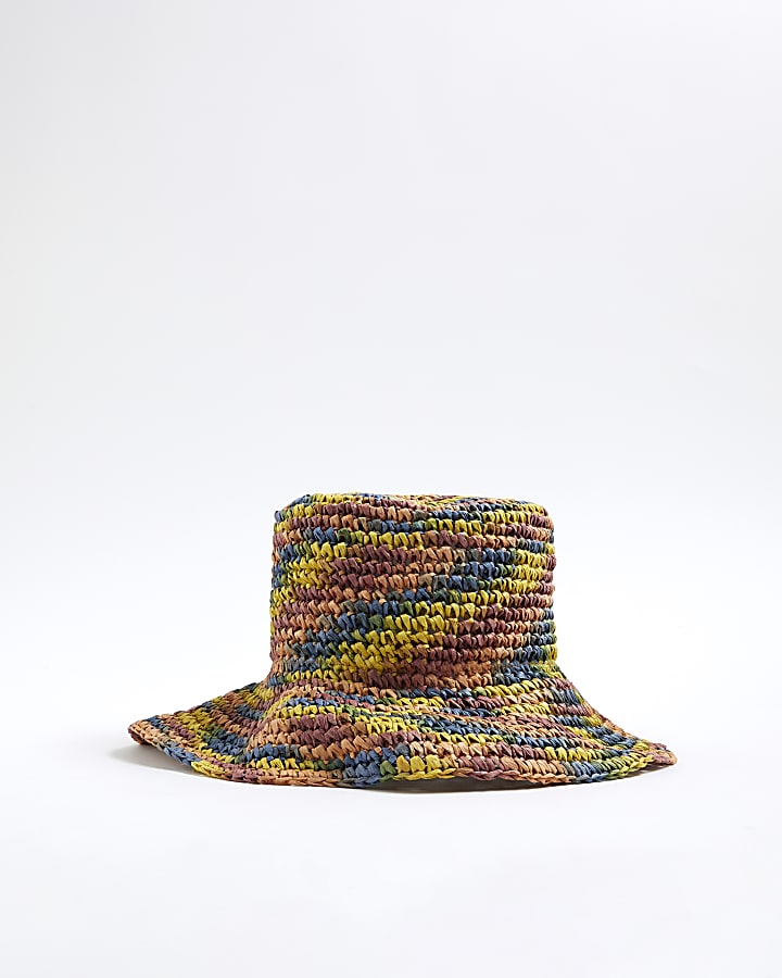 Multi Colour Straw Bucket Hat