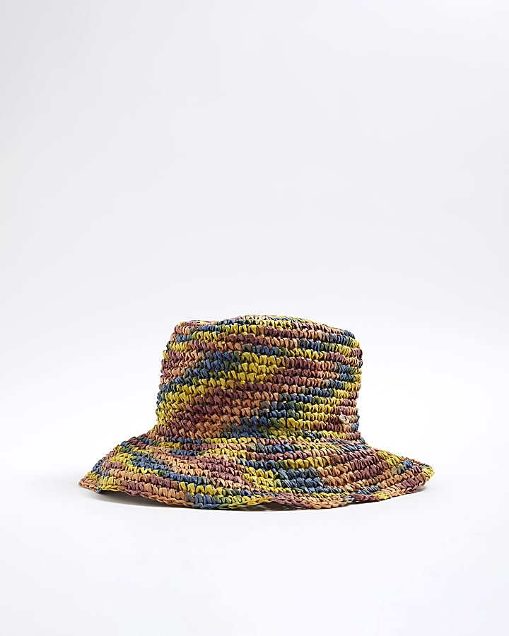 Multi Colour Straw Bucket Hat