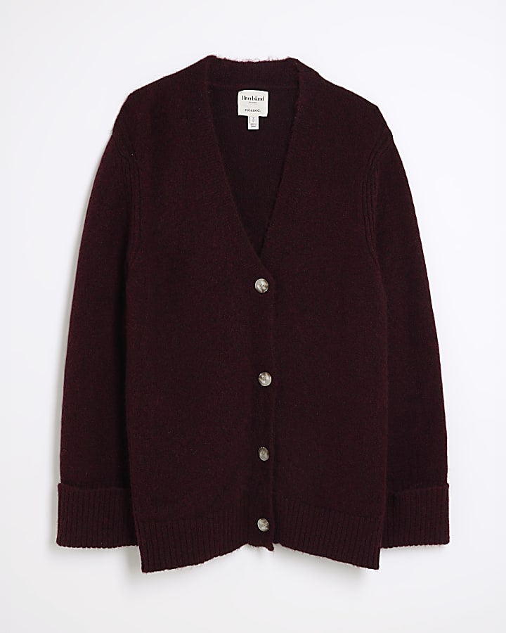 Red Mid Length Buttoned Cardigan