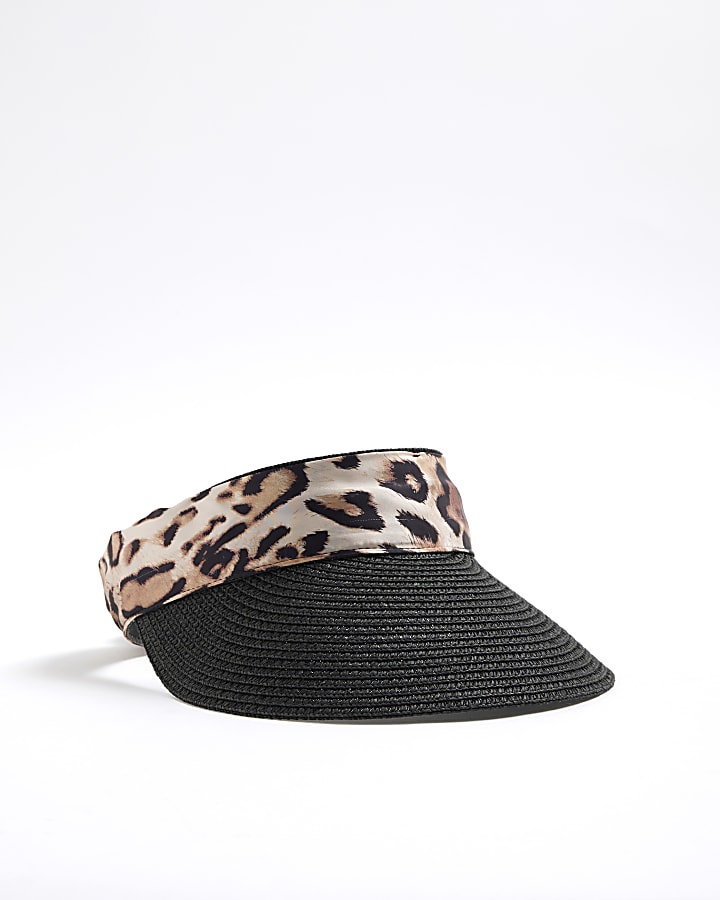 Black Leopard Tie Visor Hat