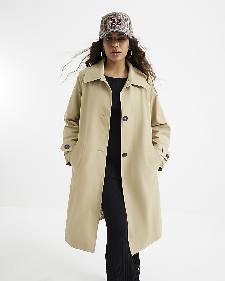 Petite Beige Single Breasted Trench Coat