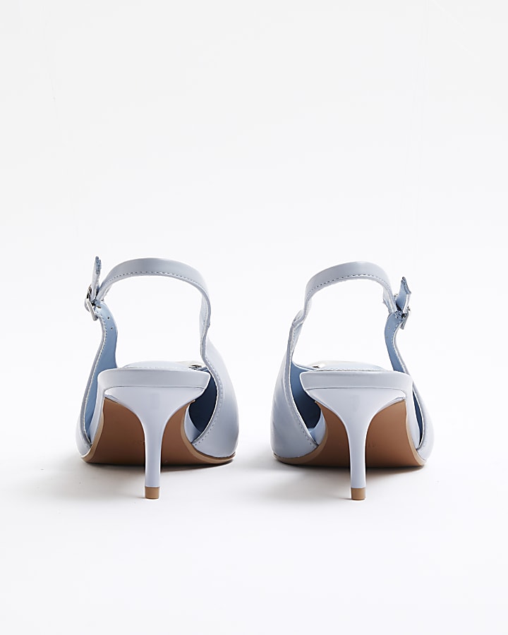 Blue Heart Sling Back Heeled Court Shoes