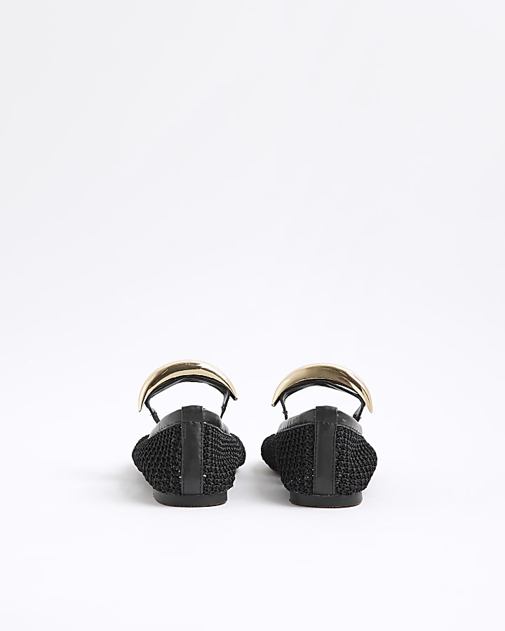 Black Crochet Ballet Pumps