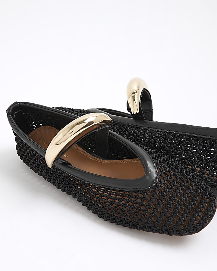 Black Crochet Ballet Pumps