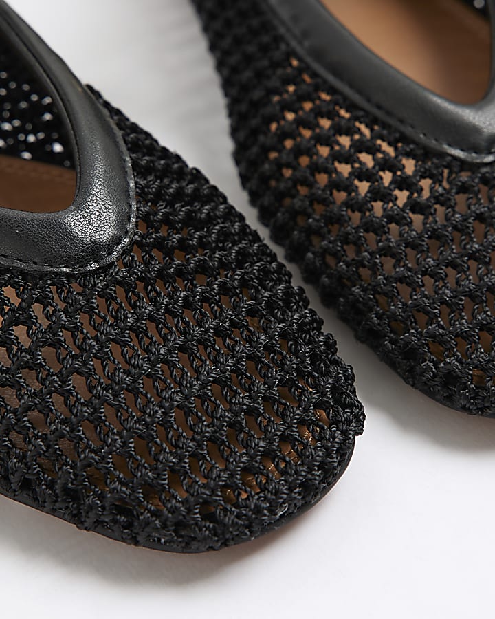 Black Crochet Ballet Pumps