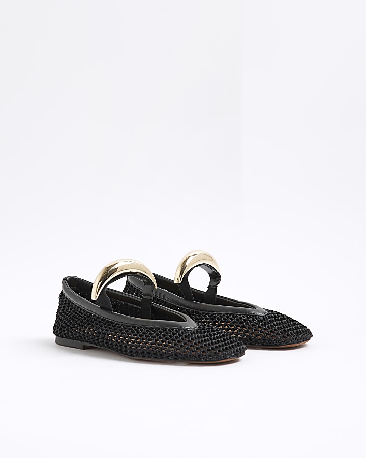 Black Crochet Ballet Pumps