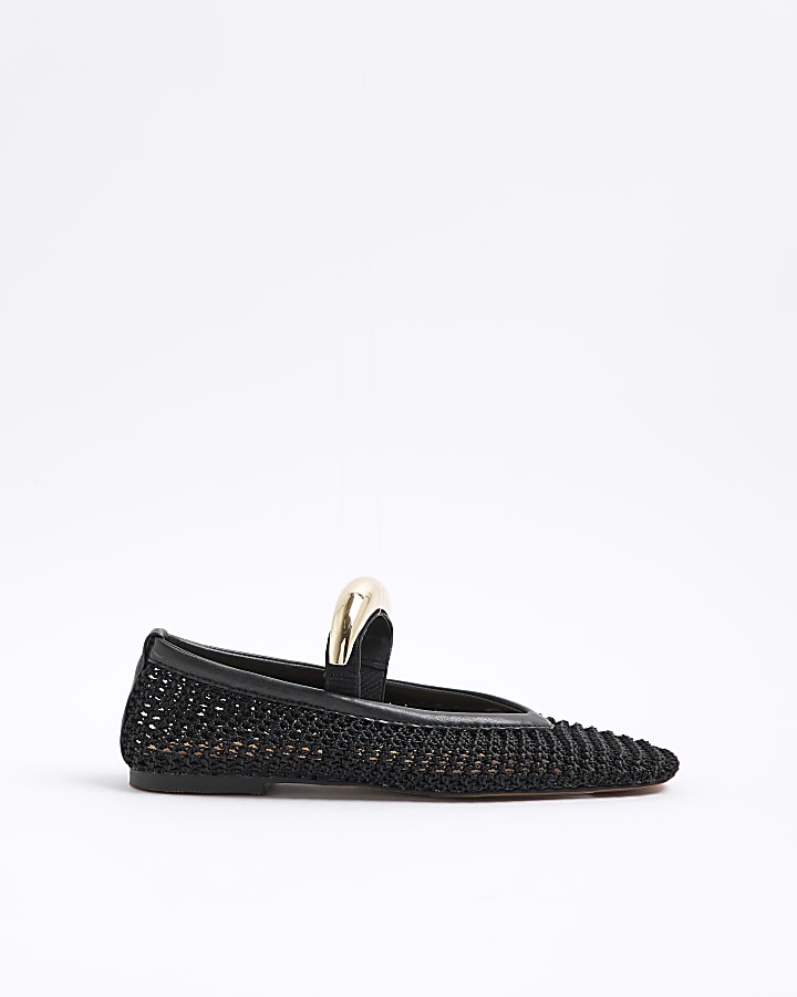 Black Crochet Ballet Pumps