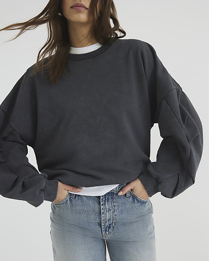 Grey Bubble Sleeve Sweatshirt