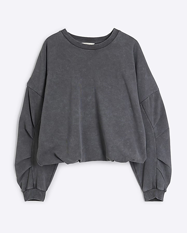 Grey Bubble Sleeve Sweatshirt