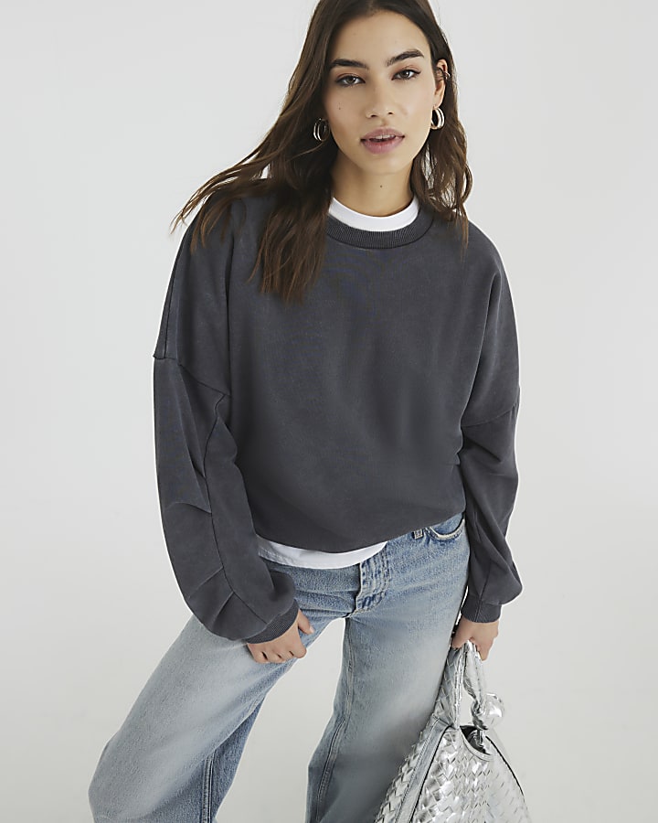 Grey Bubble Sleeve Sweatshirt