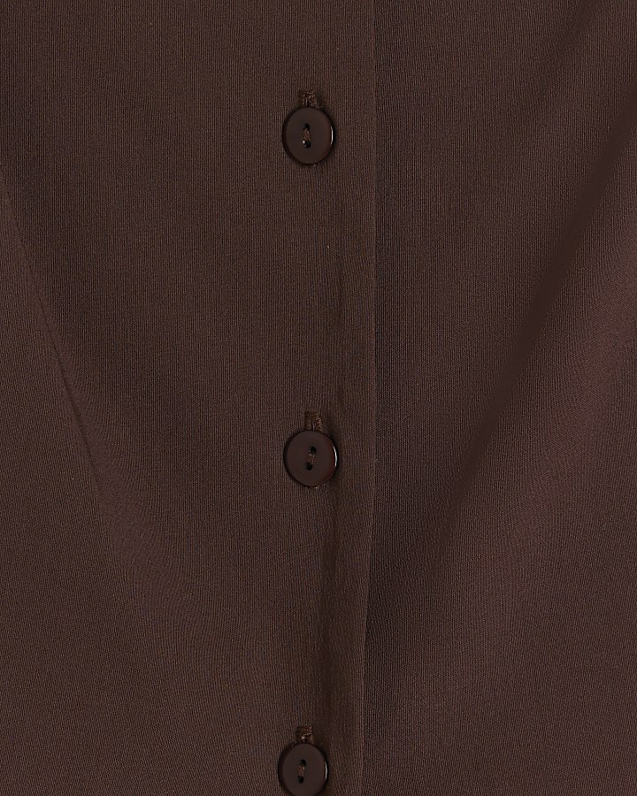 Brown Button Down Cami Top