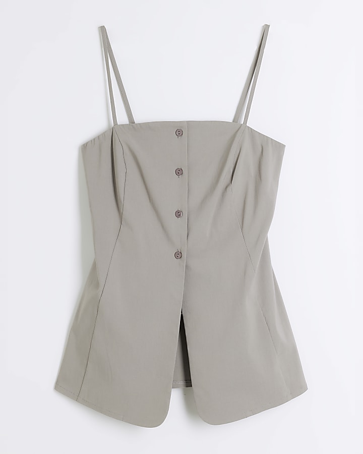 Brown Button Down Cami Top