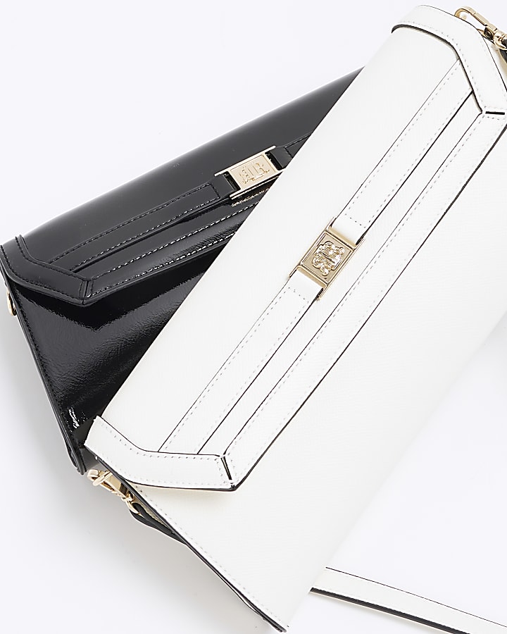 Cream Faux Leather RI Clutch Bag