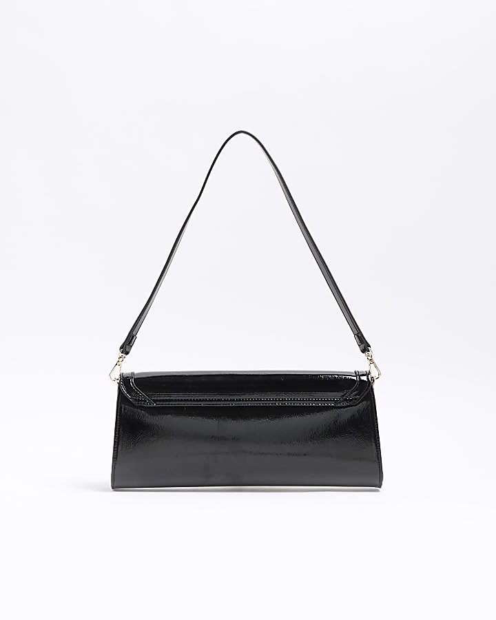 Black Faux Leather RI Clutch Bag