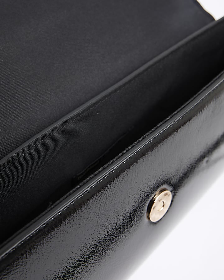 Black Faux Leather RI Clutch Bag