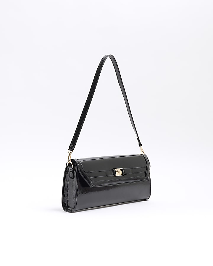 Black Faux Leather RI Clutch Bag