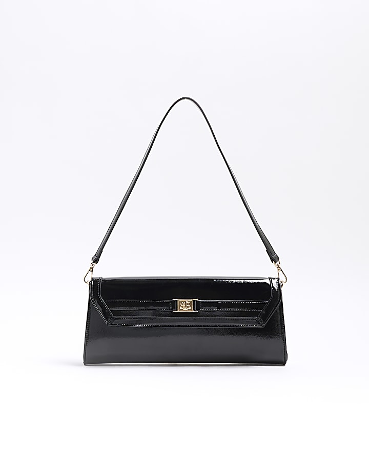 Black Faux Leather RI Clutch Bag