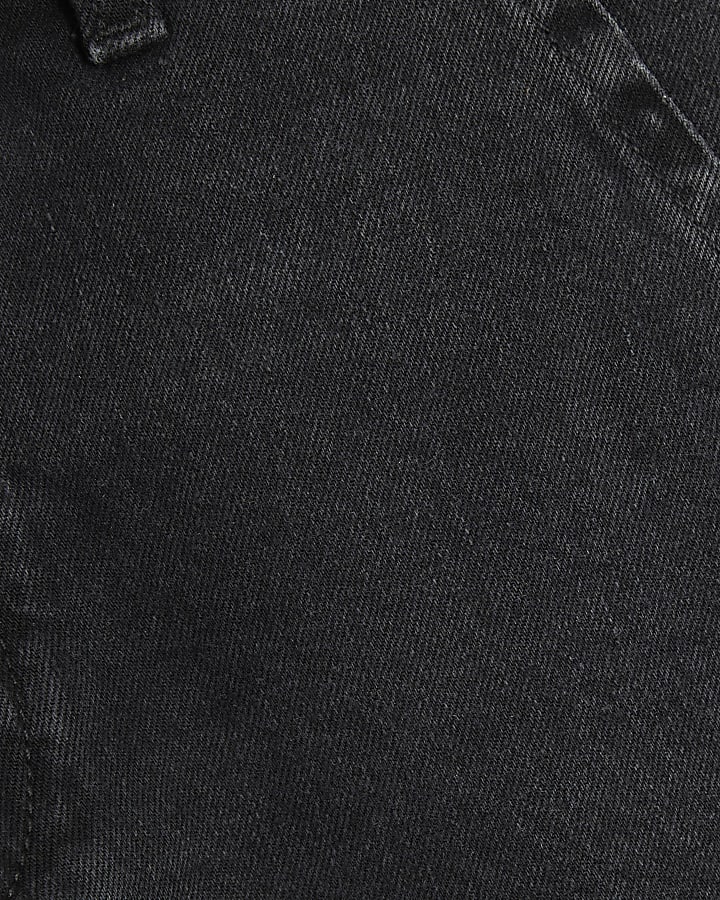 Black Denim Longline Jort