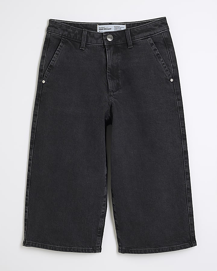 Black Denim Longline Jort