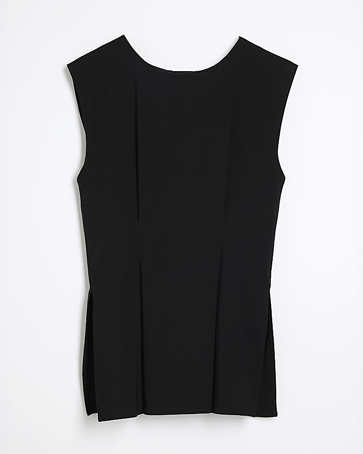 Black Tailored Tunic Top