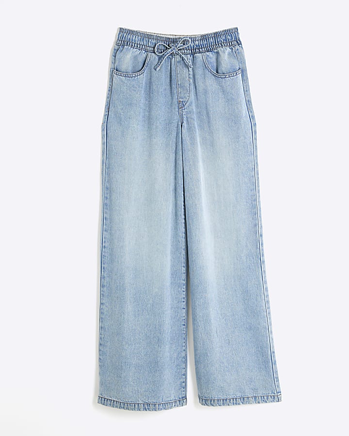 Blue Wide Leg Pyjama Style Jeans